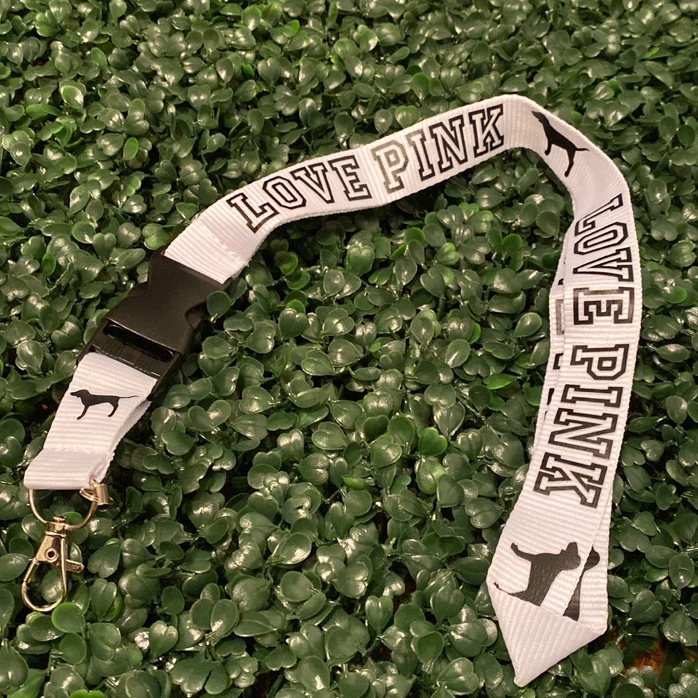 Love Pink Detachable Lanyard White & Black